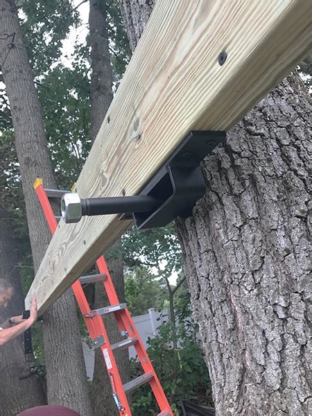 metal beams for a tree house|attaching tree house to tree.